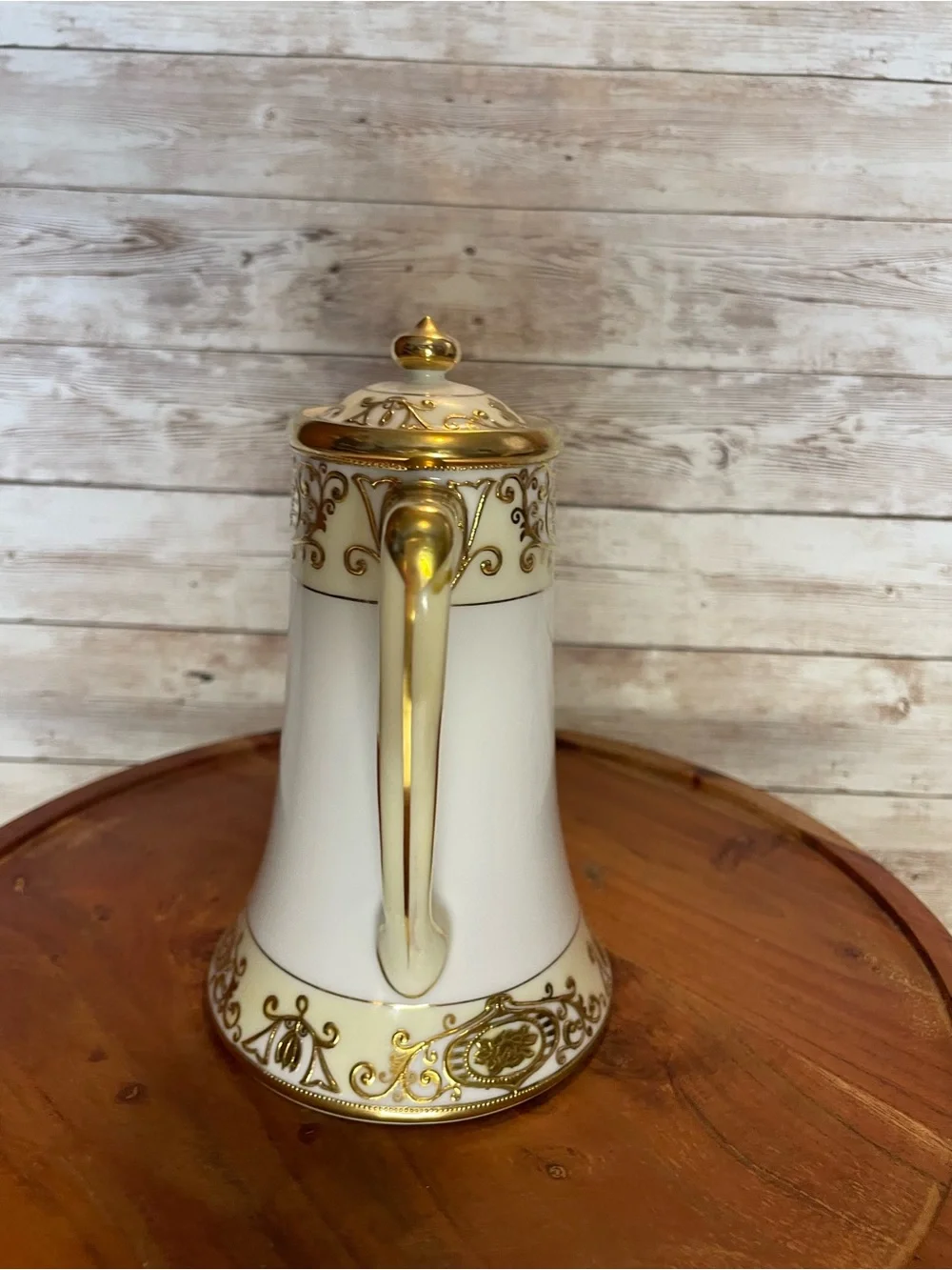 Noritake White Porcelain Coffee Set with Gold Scroll Accents